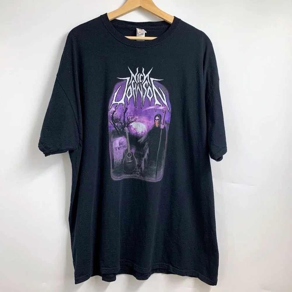 Nick Johnson Men's Reaper Die Trying Crew Neck Short Sleeve Concert T Size XXL